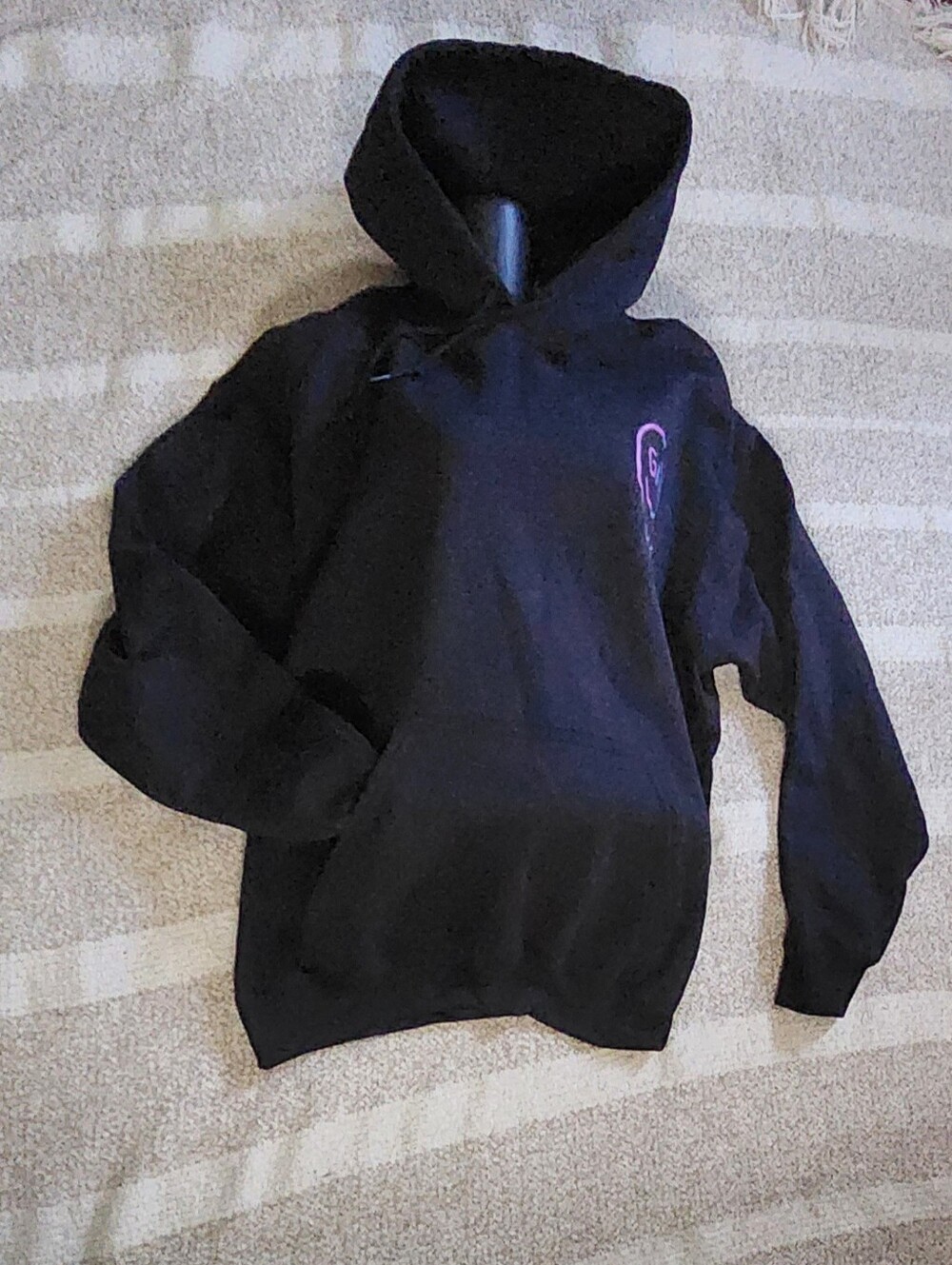 Gildan Black Crewneck Sweatshirt with Pink Chest Accent